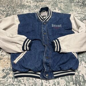 Vintage Time Square Nantucket Denim Varsity Number Jacket Medium